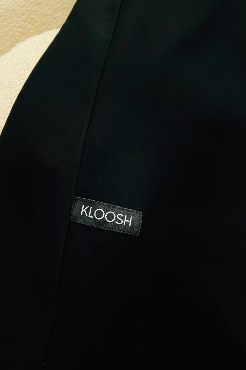 Kloosh Abayas | Noir Bloom Hand-Embellished Premium Black Abaya with Silver Floral Embroidery